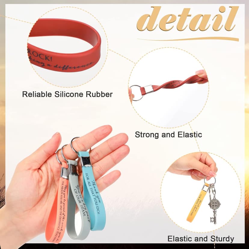 Customer Service Week, Inspirational Thank You Gifts, 10 Style Silicone Keyring for Office Staff Work Team Teacher Volunteer Nosiny 30 Pcs Keychain Appreciation Gift Bulk for Employee Coworker B0BZY67RDJ