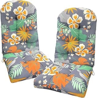 Outdoor Adirondack Chair Cushion Set of 2 Waterproof Lawn Chair Cushions 47.24 * 19.69 * 4", High Back Patio Cushions with Ties Elastic Band,Flower