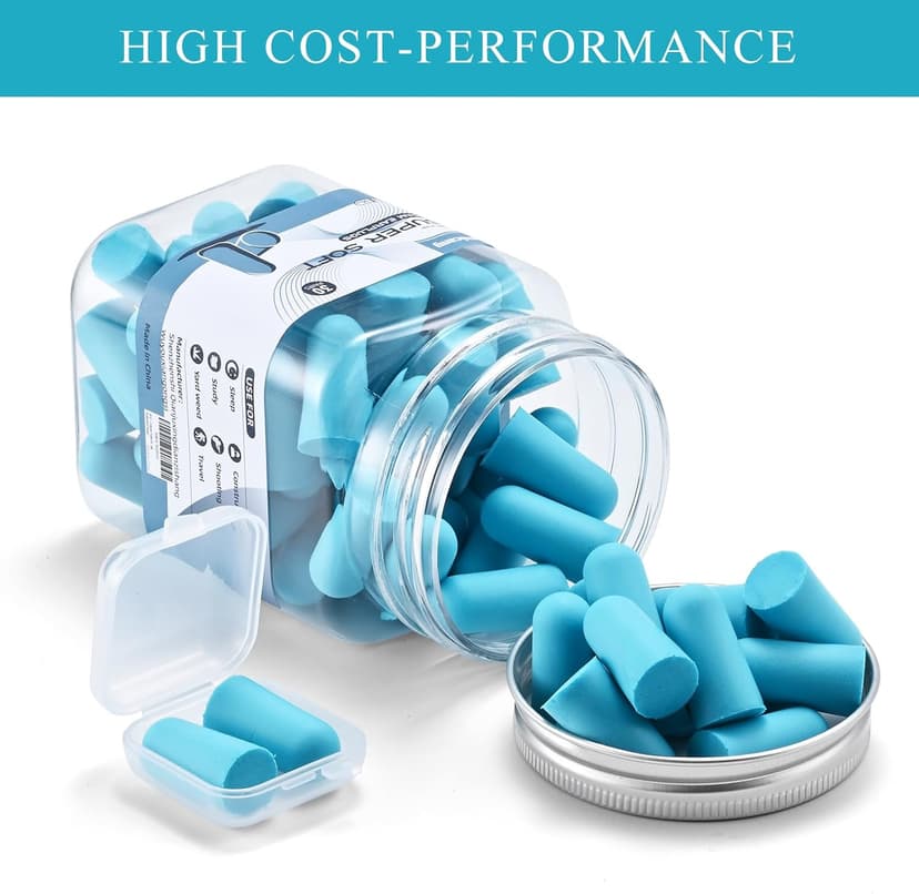 Lenicany 30Pair Soft Foam EarPlugs, 32dB Disposable Sound Blocking Noise Cancelling Ear Plugs for Sleeping/Concerts Loud Music/Shooting Guns/Work Construction, Hearing Safety Protection (Blue)