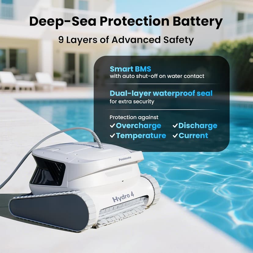 Chasing Hydro 4 Pool Vacuum for Inground Pools | 210-Min Battery Pool Robot for Floor, Wall & Waterline Cleaning | Smart App Control | 5070 GPH Suction Perfect for Pool Opening Season