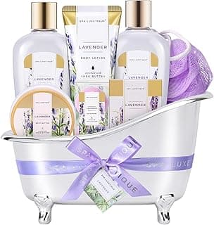 Spa Gifts for Women - Spa Luxetique Bath Baskets for Women, 8 Pcs Lavender Bath Sets with Bubble Bath, Lotion, Birthday Sets, Mothers Day Gifts for Mom
