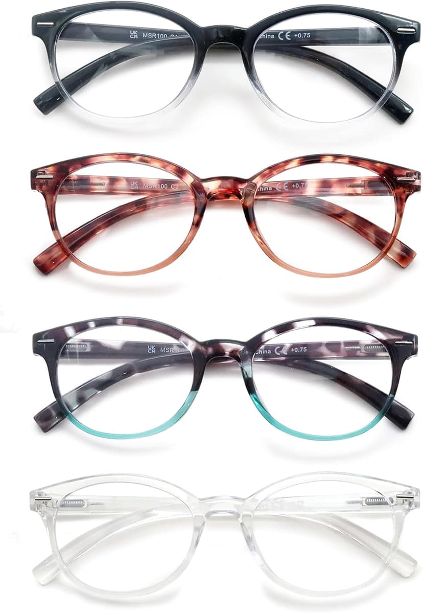 OLOMEE Blue Light Blocking Reading Glasses Women Round Readers Cute Cheaters for Small Head&Face Black/Clear/Tortoiseshell