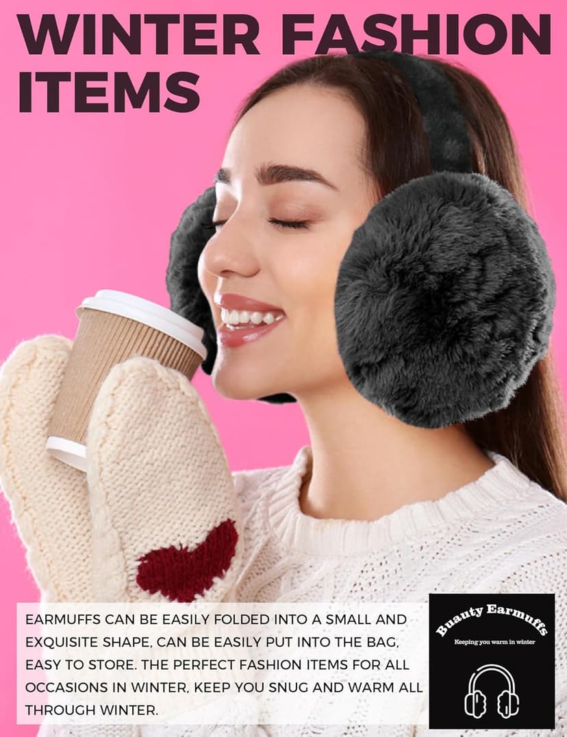 Buauty Ear Muffs Winter Women Men Soft Earmuffs Cute Ear Covers Cold Weather Fluffy Ear Warmers Headband Winter Accessories