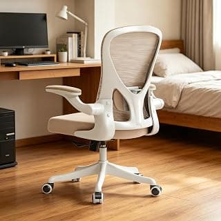 Ergonomic Office Chair with Adjustable Lumbar Support & Flip-Up Armrests - High Back Computer Desk Chair with Thickened Seat Cushion, Rolling Wheels for Home/Office Study Work