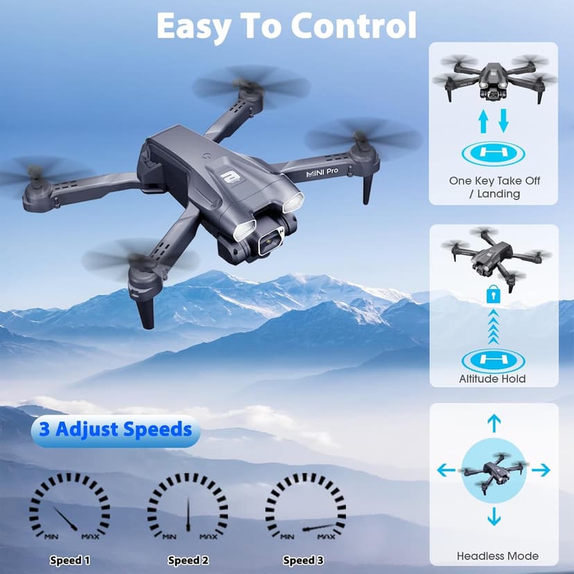 MOCVOO Drone with Camera for Adults, 1080P HD Mini FPV Drones for Kids Beginners, Foldable RC Quadcopter Toys for Boys Girls with Altitude Hold, 3D Flip, 3 Speeds, Headless Mode, Carrying Case