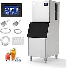 Real Relax Commercial Ice Maker 440 lbs/24H with 330 lb Storage Bin, ETL Approved Commercial Ice Machine with Automatic Self-Cleaning, LCD Display – for Restaurant, Bar, Hotel, Café