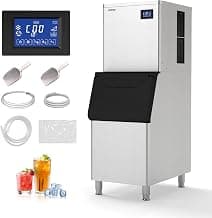 Real Relax Commercial Ice Maker 440 lbs/24H with 330 lb Storage Bin, ETL Approved Commercial Ice Machine with Automatic Self-Cleaning, LCD Display – for Restaurant, Bar, Hotel, Café