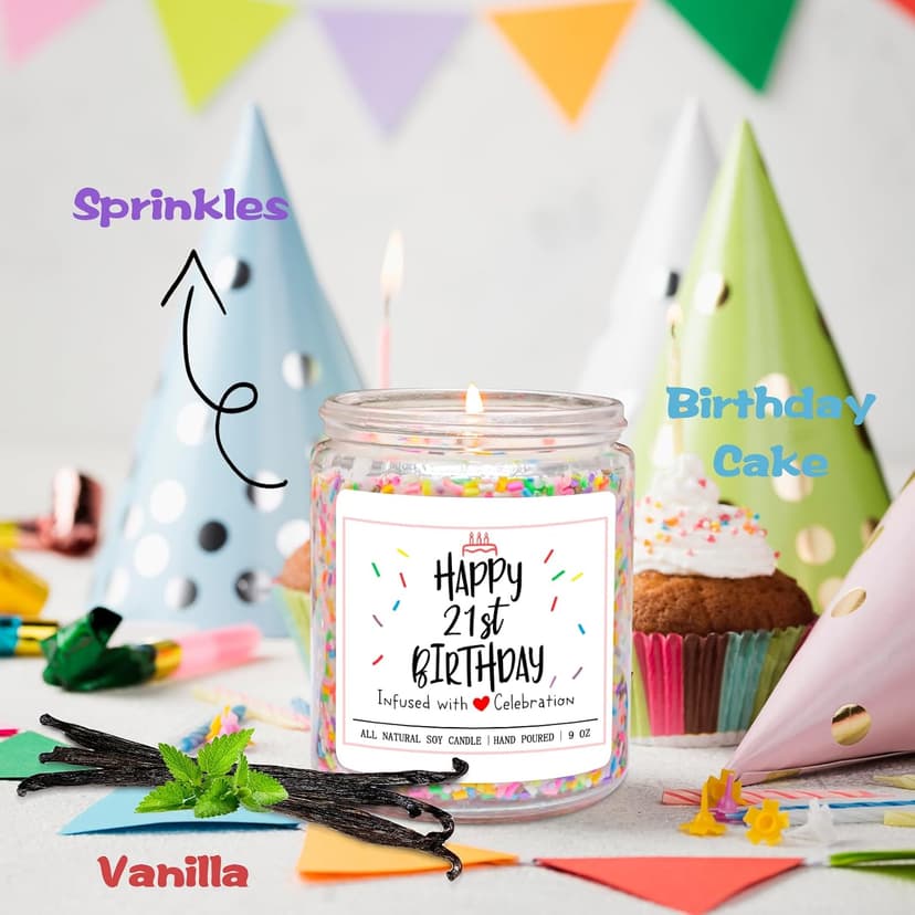 Homsolver 21st Birthday Gift for Her, Perfect Ideas Happy Birthday Presents for Women, Friends, Sister, Daughter, Vanilla Cream Scent Handmade Aromatherapy Candle Decorations B0CFTY7LSD