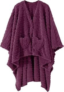 Wearable Blanket Sherpa Fleece Shawl Blanket with Pockets Blanket Poncho Cape for Adults, Cozy Shawl TV Throw Blankets B0FVPM15V3