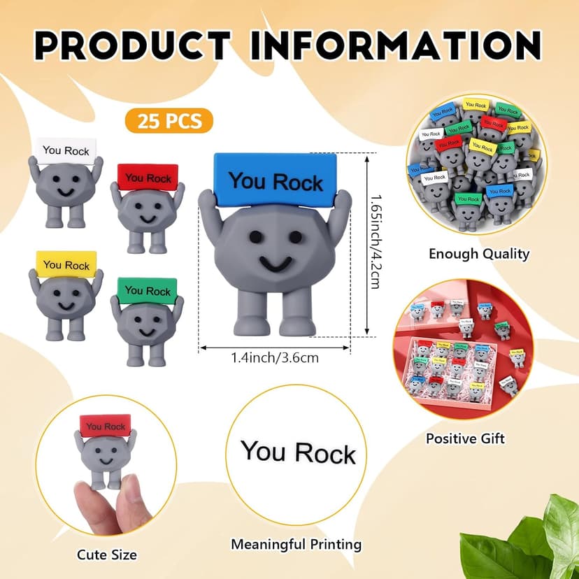 Tiny Figurines to Hide, Miniature Gifts with Motivational Quote, Birthday Encouragement Gifts for Coworker Staff Desk Decor Gejoy 25 Pcs Mini Rubber You Rock Toys You Rock Tiny Positive Figures B0DZCVB7QV