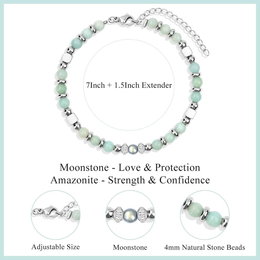 JoycuFF 𝗕𝗶𝗿𝘁𝗵𝗱𝗮𝘆 𝗚𝗶𝗳𝘁𝘀 𝗳𝗼𝗿 𝗪𝗼𝗺𝗲𝗻 𝗠𝗼𝗼𝗻𝘀𝘁𝗼𝗻𝗲 𝗕𝗿𝗮𝗰𝗲𝗹𝗲𝘁𝘀, 6 7 8 9 10 11 Year Old 13th 16th 18th 21st 30th 40th 50th 60th Birthday Gifts Amazonite Moonstone Bracelet