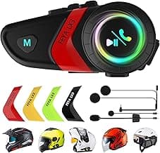 FEYA Motorcycle Helmet Speakers Super Long Battery Life Helmet Headset with Hi-Fi Sound Quality Dual Noise Reduction IPX6 Automatic Answer/Call Music Control/AI Voice/Soft & Hard Mic 1 Pack - Multi