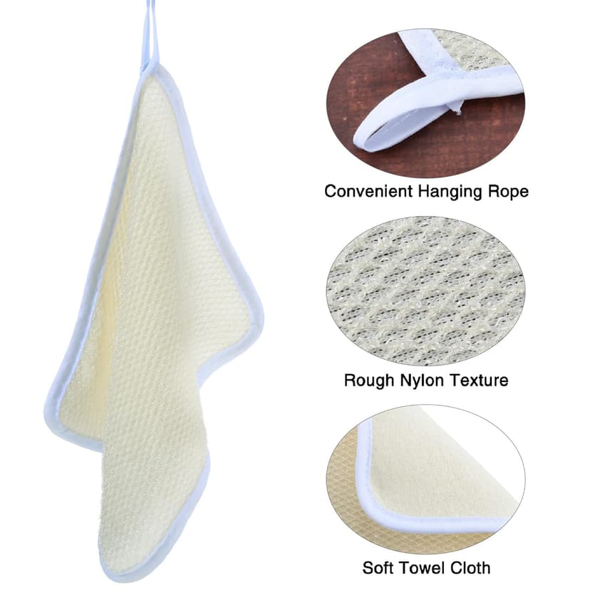 Blulu 5 Pcs Exfoliating Wash Cloth Face Body Towel Dual Sided Exfoliating Scrub Towel Weave Beauty Skin Washcloth Soft Home Massage Bath Cloth (5)
