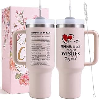 Mother in Law Tumbler with Handle 40oz Mothers Day Gift - Best Funny Mother in Law Mug Gifts for Birthday Mother's Day, Wedding, Valentine's, Christmas B0DS9TZLBC