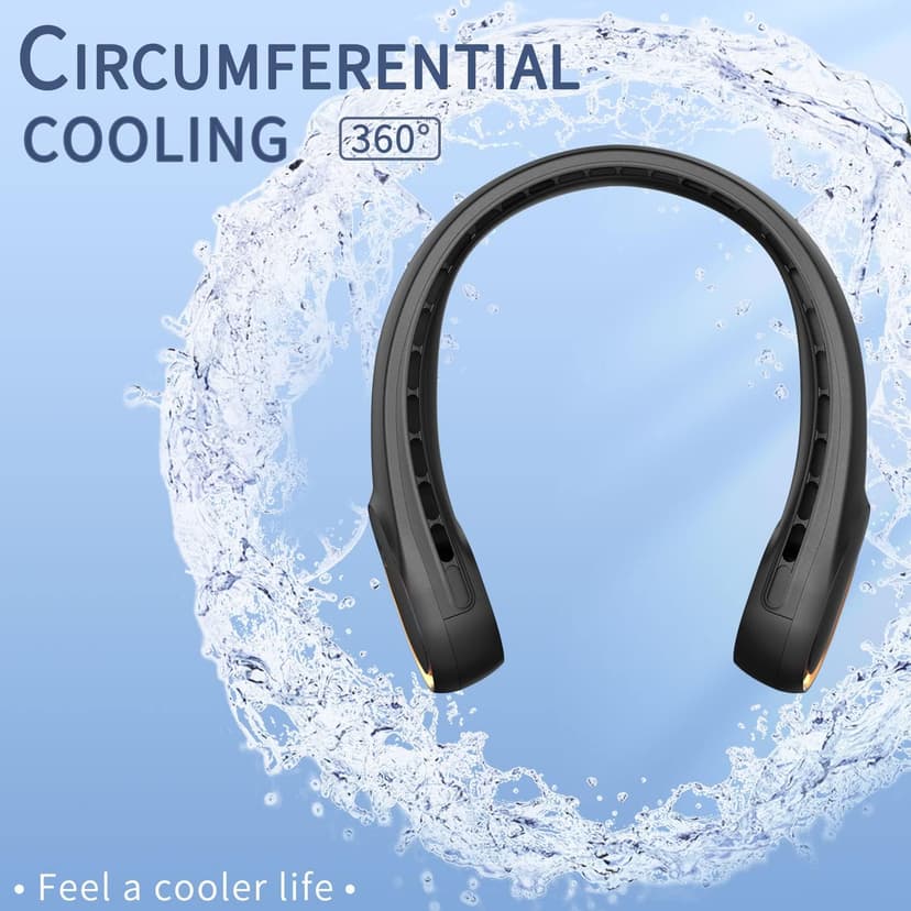 FrSara Neck Fan, Portable Personal Fan Strong Wind, 5200mAh, Air Volume,360° Cooling, No Hair Twisting, Air Volume On 2 Sides, Non-Slip, Quick Charge, Long Use Time, Birthday Gift for Women, Dad, Men
