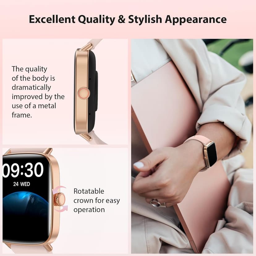 Smart Watch for Women, 2025 New Smartwatch (Answer/Make Call) for iPhone/Android, 1.85" HD Dynamic Dial Fitness Tracker with 110+ Sport Modes, Sleep/Health Monitor, IP68 Waterproof, with 2 Bands