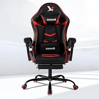 Ergonomic Gaming Chair for Adults, Reclining Computer Office Desk Chair with Footrest, Pocket Spring Cushion,Linkage Armrests, Lumbar Support & Headrest, Heavy-Duty Enlarged Metal Base,Red