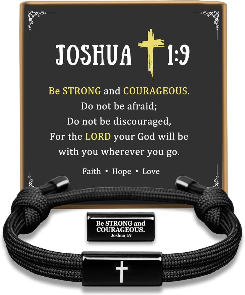 PEALICIOUS Cross Bracelet for Boys, Joshua Birthday Son Gifts for Teens B0FK4PJ31K