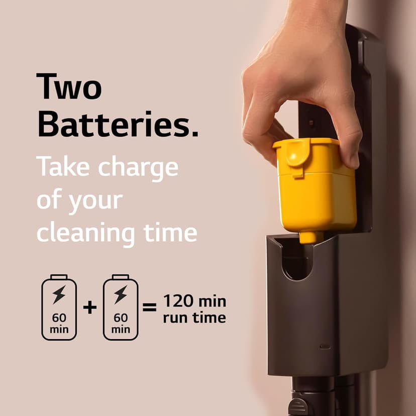 LG CordZero Cordless Stick Vacuum, 2 Batteries, 120 Min Run Time, Powerful Cleaning for Carpet, Hard Floors & Pet Hair, Lightweight, High-Capacity Dust Bin, 10-Year Motor Warranty, A926KSM (Renewed)