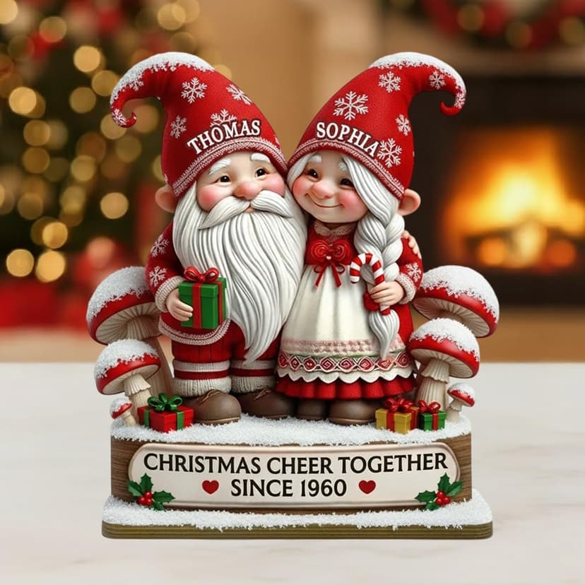 Love Signal Personalized 3D Effect Growing Old Together Christmas Plaque, Custom Wooden Sign Gift For Couples, Christmas Gifts For Parents, Grandparents, Anniversary Marriage Gift for Husband Wife 02