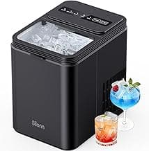 Silonn Ice Maker Countertop, 8 Ice Cubes in 6 Mins, 26.5 lbs/24H, 2 Bullet Ice Sizes, Self-Cleaning Bullet Ice Maker, Portable Ice Machine for Kitchen, Party, Office, and RV Camping