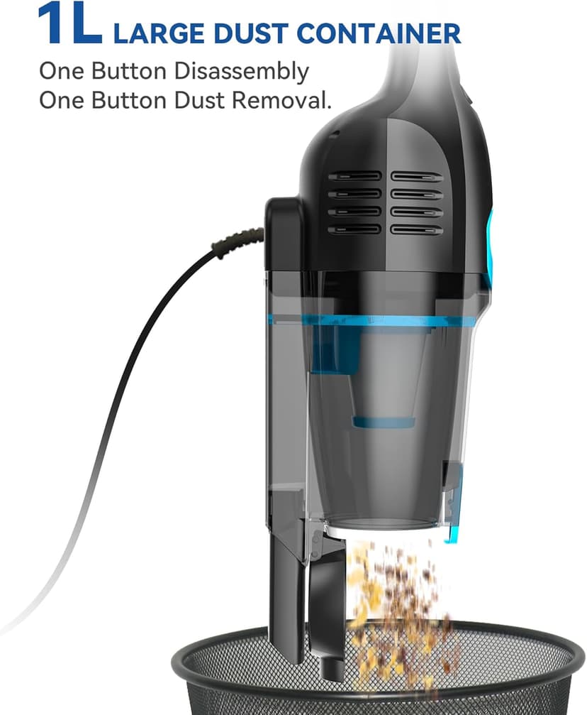 Vazone R6X Corded Stick Vacuum Cleaners for Home, 30Kpa Powerful Suction Stick Vacuum with 16Ft Cord, 2 in 1 Lightweight Handheld Vacuum Cleaner for Hardwood Floor Pet Hair