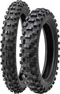 Tusk EMEX T-35® Soft/Intermediate Terrain Dirt Bike Front and Rear Tire Set – Front 60/100x14 & Rear 80/100x12 – Deep Tread Off-Road Trail Tires – Tube Type Motocross Motorcycle Tires