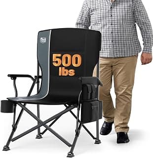 TIMBER RIDGE Oversized Folding Camping Chair High Back Heavy Duty for Adults Support up to 500lbs with Cup Holder, Side Pocket Cooler Bag