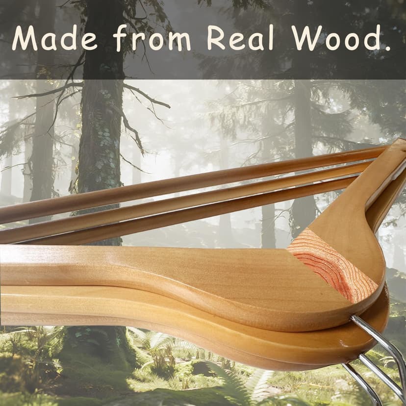 Urby Extra Wide Hangers for Plus Size Clothes, Ganchos para Colgar Ropa,19 Inch Plus Size Hangers Ideal for XL, XXL Shirts, Coats, Dresses, Etc. Wood. Natural 10pk