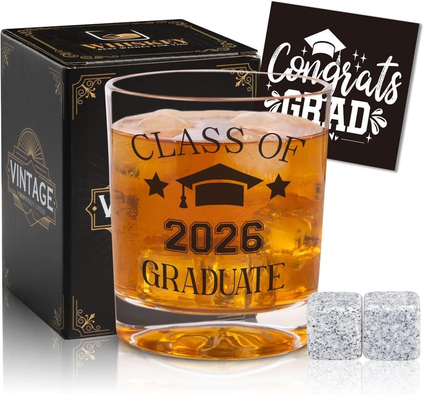 7oz Graduate Whiskey Glasses, Masters Degree Graduation Gift for Brother Son Him, College Grad Present Class of 2026 Graduate Whiskey Glass, Masters Graduation Gifts for Men B0GJLB9JFY