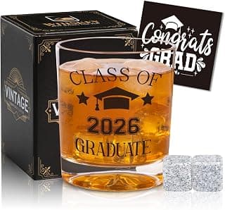 7oz Graduate Whiskey Glasses, Masters Degree Graduation Gift for Brother Son Him, College Grad Present Class of 2026 Graduate Whiskey Glass, Masters Graduation Gifts for Men B0GJLB9JFY