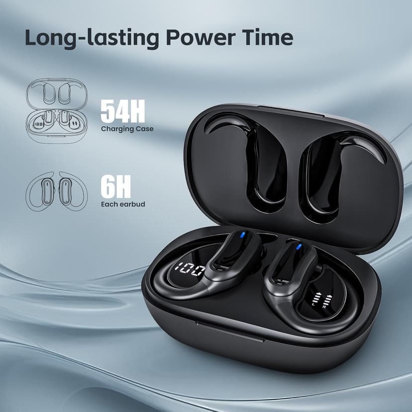 TRAUSI Wireless Earbuds, Bluetooth 5.4 Headphones, True Wireless Stereo Earphones with Noise Cancelling Mic, IPX7 Waterproof, Comfort Fit and Fast Charging Ear Buds (Black)
