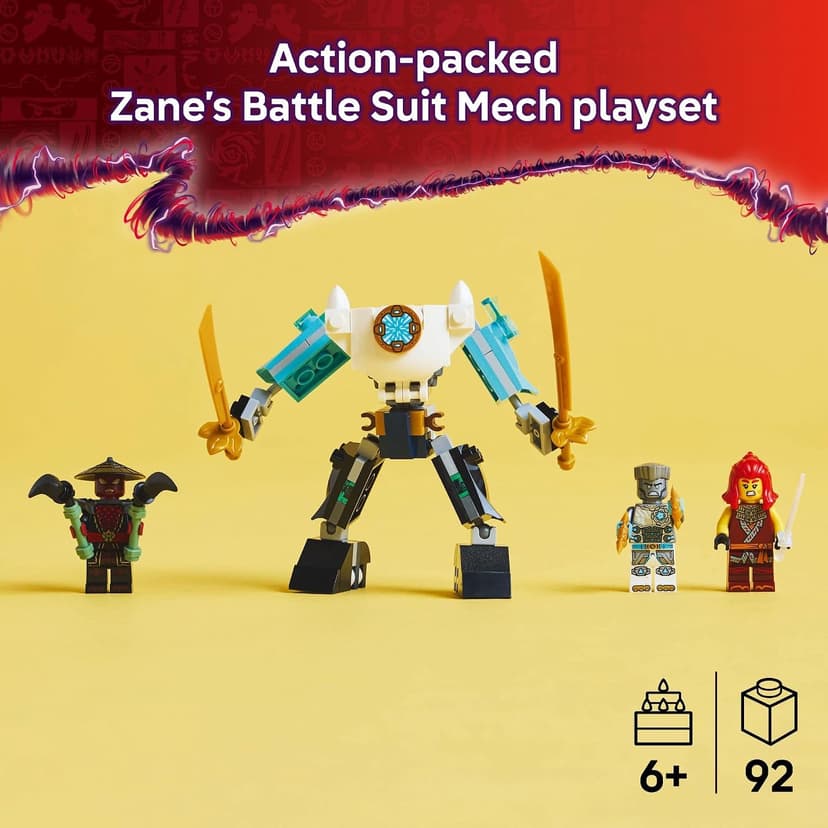 LEGO NINJAGO Zane's Battle Suit Mech Ninja Toy - Building Toy for Pretend Play for Kids, Boys and Girls, Ages 6+ - with 3 Minifigures - Gift Idea for Birthdays - 71827 B0DJ17CR8W