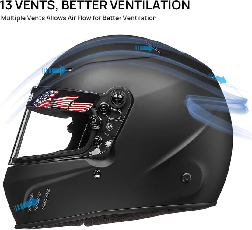 ILM Snell SA2020 Full Face Auto Car Racing Helmets for Men and Women Model 760(Matte Black, L)