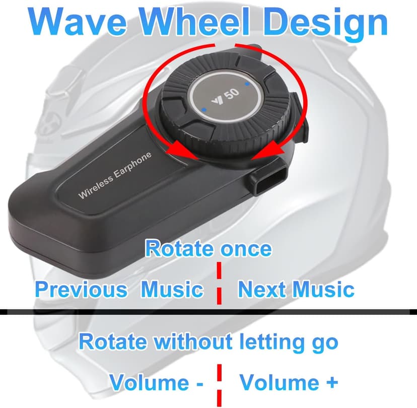 Motorcycle Helmet Bluetooth Headset - Skiing Earphone Waterproof Helmet Headset with Noise Cancellation Ultra-Thin Wireless Headphones Works with All Helmets