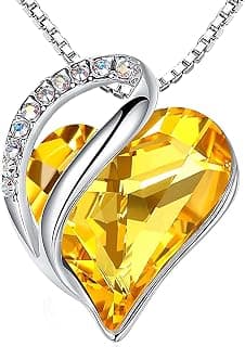 Leafael Gift Necklaces for Women, Infinity Love Birthstone Heart Crystal Pendant, Birthday Anniversary Jewelry for Wife, Mom, and Her, Silver Plated, 18" + 2" Adjustable Chain B07Z6PM69G