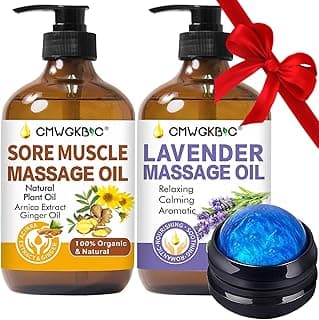 Massage Oil for Massage Therapy,Lymphatic Drainage-Ginger Oil Sore Muscle Arnica Oil &Lavender Oil Relaxing Massage Oils for Date Night,Massage Ball,Fathers Day Gift for Husband,Men, Gifts for Him Her