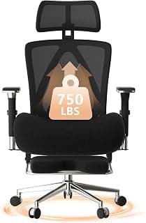 750lbs Big and Tall Office Chair with Wide Thick Seat Cushion,Ergonomic Mesh Office Chairs for Heavy People,Computer Desk Chair with 4D Armrests,Adjustable Lumbar Support for Long Hours Daliy Work