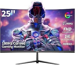 ZZA 25" Curved Gaming Monitor, 240Hz|144Hz FHD(1920 * 1080P) VA Screen Computer Monitor, Supports Freesync, 120% sRGB, Blue Light Filter,AMD Freesync, Wall Mountable Installs(HDMI 1.4/DP 1.2)