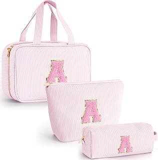 Gifts for Teen Girls Women - Personalized Toiletry Bag Initial Makeup Bag | Travel Cosmetic Bag | 8 9 10 11 12 13 14 15 16 Years Old Girl Gift Trendy Stuff - Pink A B0FSJXYKK8