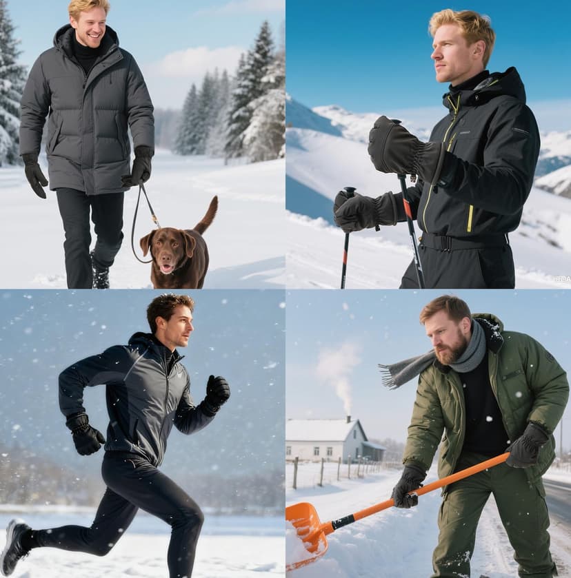 Jeniulet Waterproof Winter Gloves for Men Warm Ant-slip Touchscreen Ski Snow Cycling Running Cold Weather Long Fleece Lining