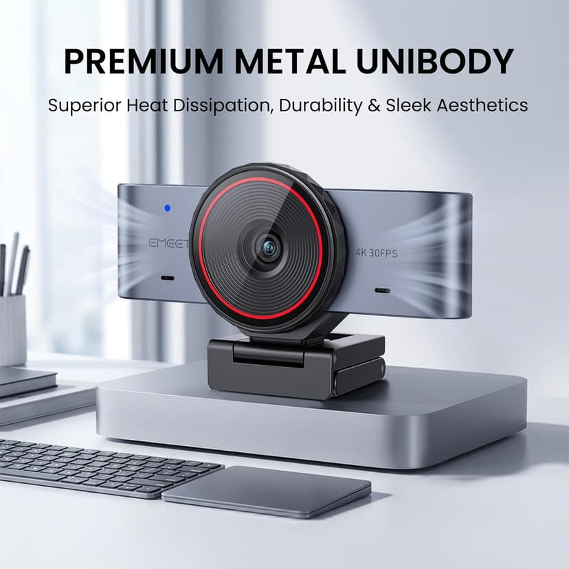 EMEET C960 Ultra 4K Webcam for Mac & PC, 1/1.5" Large Sensor, Metal Body, 0.2s Autofocus, DRC, Whiteboard Mode, Built-in Privacy Cover, 2 Mics, USB Webcam 4K for Meetings, Streaming & Content Creation