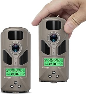 20MP Mini Trail Camera 1080P Hunting Trail Camera with No Glow 940nm Night Vision Motion Activated IP66 Waterproof,80ft Illumination Range Hunting Game Cam for Wildlife Monitoring- Grey-(2 Packs)