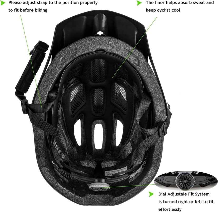 Exclusky Bike Helmet Mountain Bike Helmet for Adults Lightweight MTB Cycling Helmet for Men Women Adjustable Bicycle Helmet with Visor