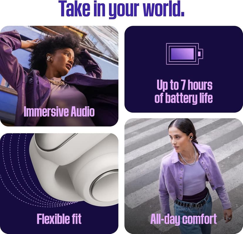 Bose Ultra Open Earbuds - Bluetooth Open Ear Earbuds with OpenAudio for Awareness, Clip-On Design for Comfort, Water Resistant, Up to 48 Hrs of Playtime, Black