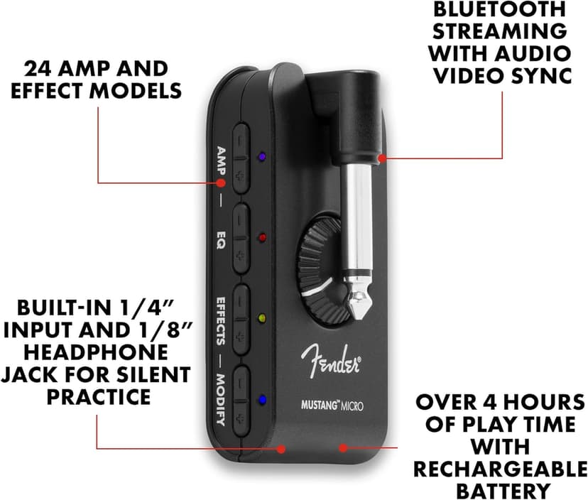 Fender Mustang Micro Headphone Amplifier, with 2-Year Warranty