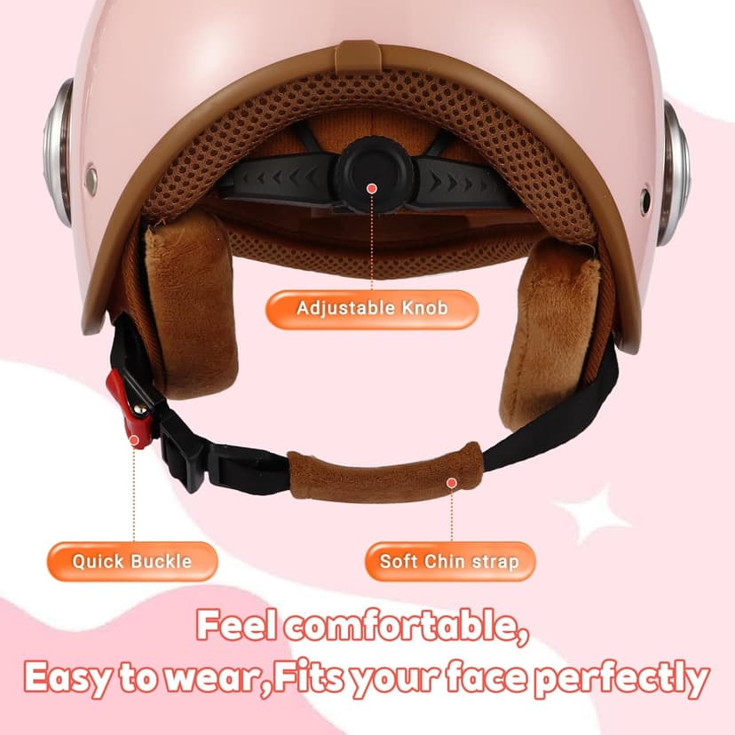 Retro Kids DOT Approved 3/4 Motorcycle Helmet with Visor,3-15 Ages Lightweight Toddler Boys Girls Open Face ATV Half Helmet for Electric Scooter Moped Dirt-Bike Go-Kart Bicycle