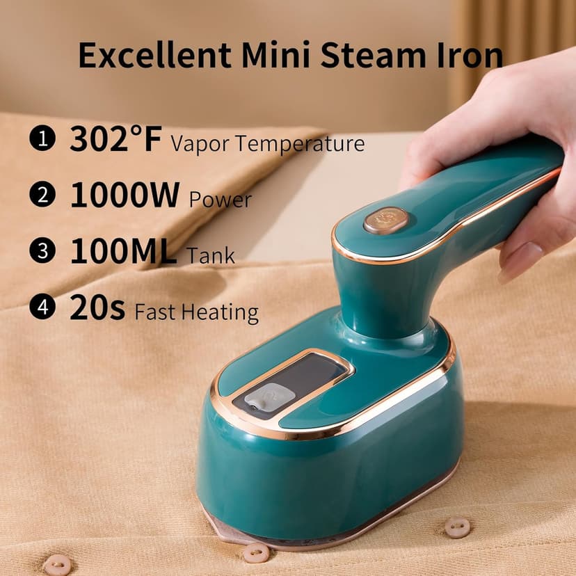 Travel Steamer for Clothes -1000W Small Steam Irons Foldable for Wrinkle Removal, Compact Portable Mini Steamer for Clothes Travel College Dorm Office Home Garment Steamer for Clothes 120V，1 Piece