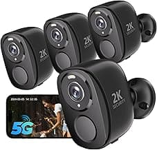 Rraycom 4Pack 5G/2.4G Security Cameras Wireless Outdoor,2K Battery Powered AI Motion Detection Siren Alarm WiFi Home Indoor Camera, Color Night Vision, 2-Way Talk, Waterproof, Works w/Alexa, Cloud/SD