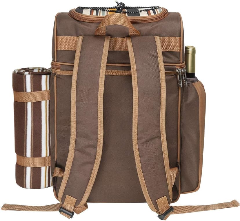 Hap Tim Picnic Basket Backpack for 2 Person with 2 Insulated Cooler Compartment, Wine Holder, Fleece Blanket, Cutlery Set, Wedding Gifts for Couples, Bridal Shower Gifts, Engagement Gifts